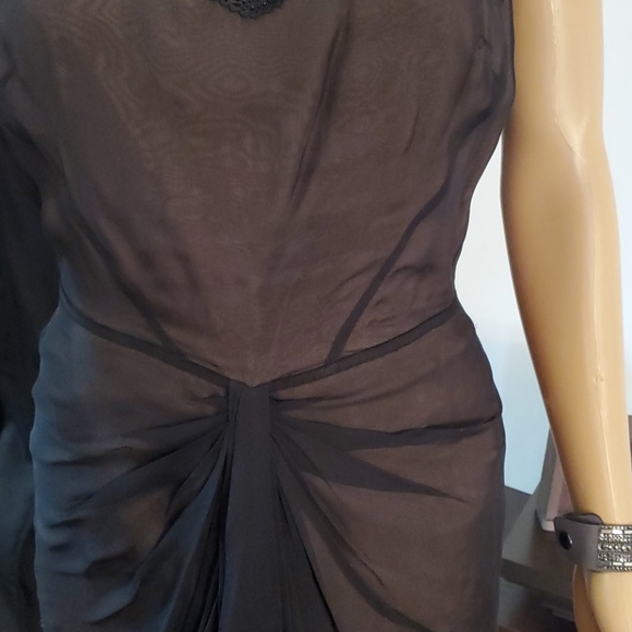 Size 8 Anne Klein Beaded Sheer Overlay Dress - Picture 3 of 8